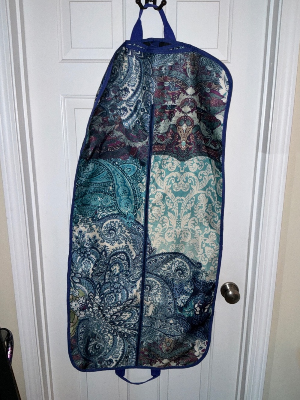 Chico's Paisley Travel Garment Bag Blue Teal Multi-Color Full Zip - Flawless